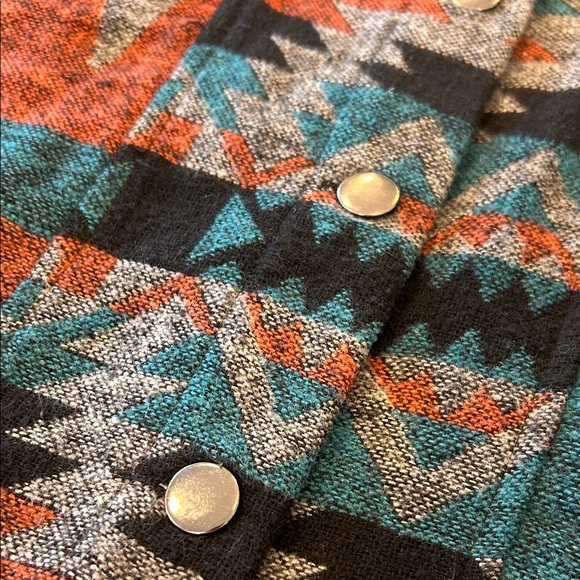 Women's Boho Aztec Western Pattern Button Up Jacket Shacket Large - Picture 13 of 16